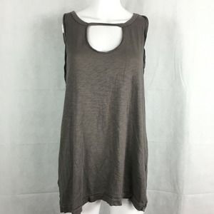 Americanable Shirt Womens Sz M Beige‎ Cotton Knit Tunic Tank Top Brown Taupe
